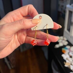 Handmade Red Dice Drop Earrings